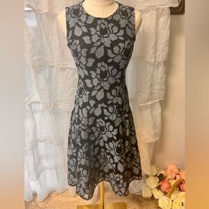 Tommy Hilfiger Blue and Black Floral Lace Fit & Flare Sleeveless Dress